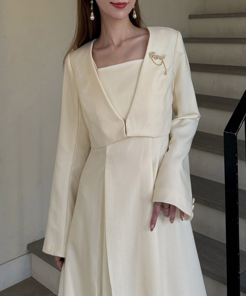 ラメツイードノーカラーショートジャケット 詳細画像 オフホワイト 9