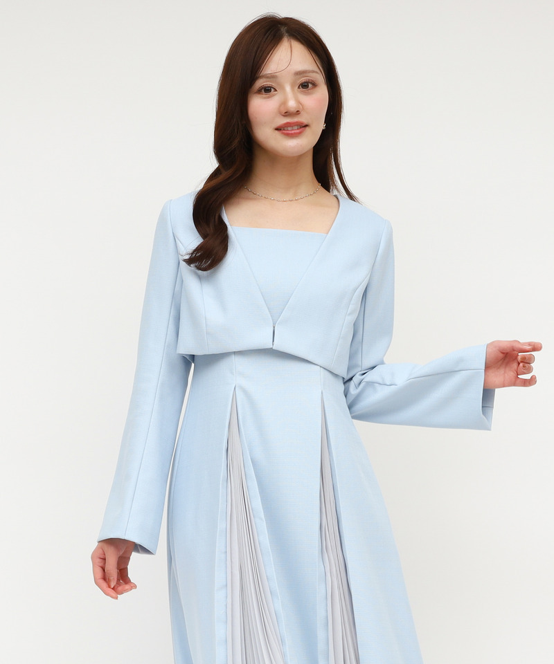 ラメツイードノーカラーショートジャケット 詳細画像 ブルー 2