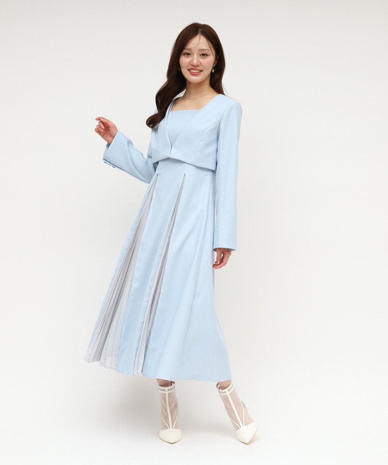 ラメツイードノーカラーショートジャケット 詳細画像 ブルー 3