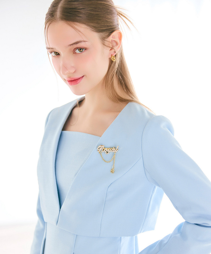 ラメツイードノーカラーショートジャケット 詳細画像 ブルー 6