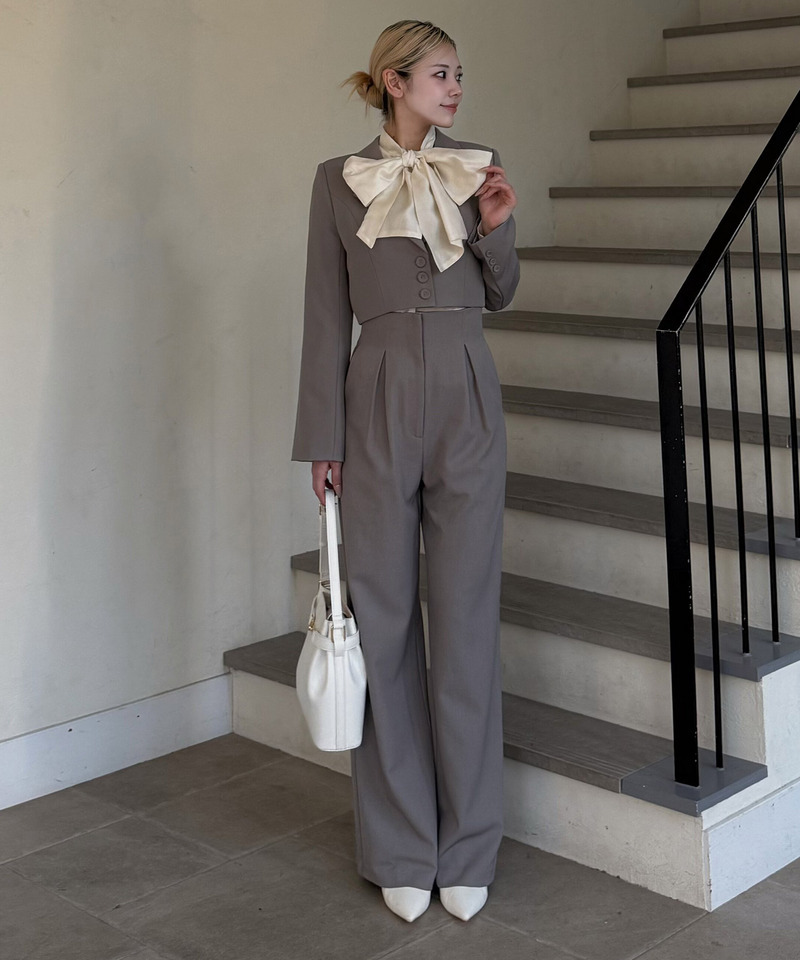 ハイウエストワイドパンツ 詳細画像 グレー 9