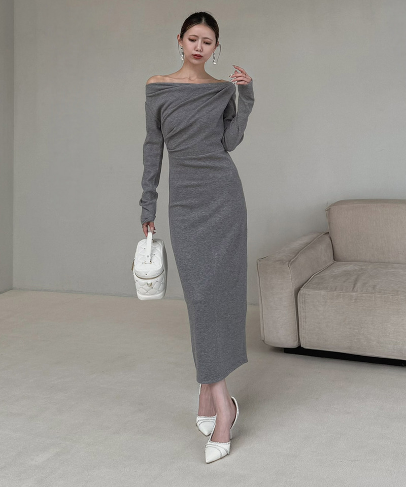 ドレープカットタイトワンピース 詳細画像 グレー 8