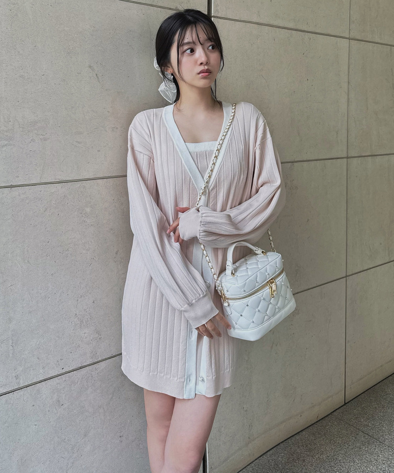 配色アンサンブルミニワンピース 詳細画像 ピンク 10