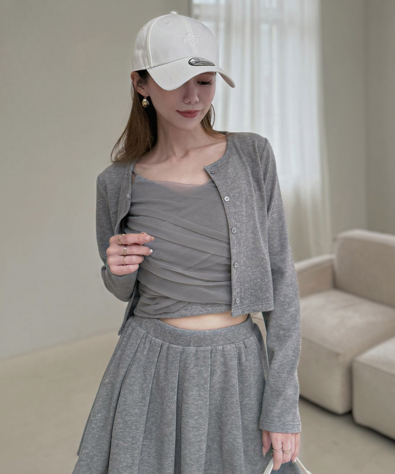 カシュクールチュールキャミアンサンブル 詳細画像 グレー 3