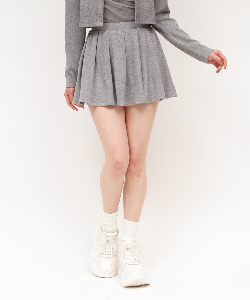 プリーツフレアミニスカート 詳細画像 グレー 1