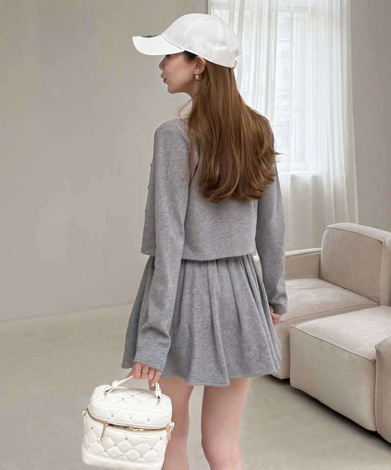 プリーツフレアミニスカート 詳細画像 グレー 5