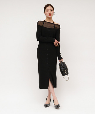 デコルテチュールドッキングタイトワンピース