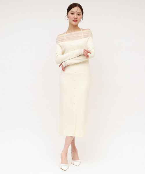 デコルテチュールドッキングタイトワンピース 詳細画像