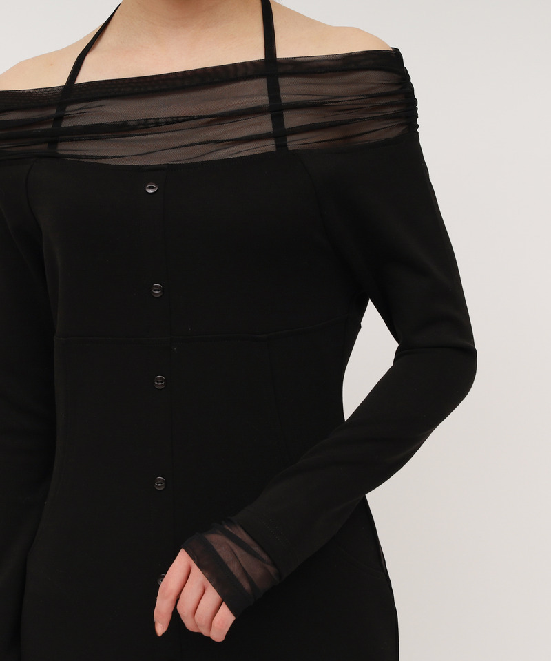 デコルテチュールドッキングタイトワンピース 詳細画像 ブラック 6