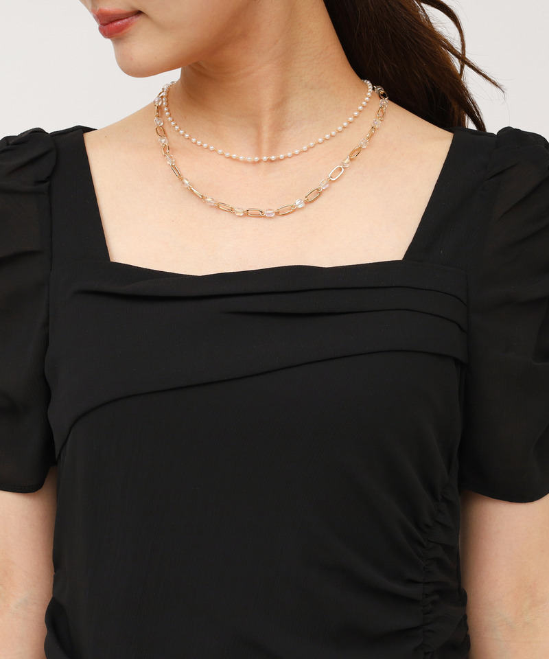 タックギャザーシアーレイヤードワンピース 詳細画像 ブラック 4