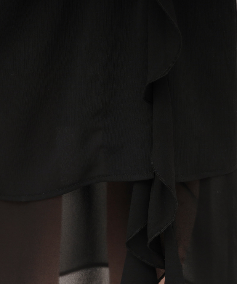 タックギャザーシアーレイヤードワンピース 詳細画像 ブラック 9