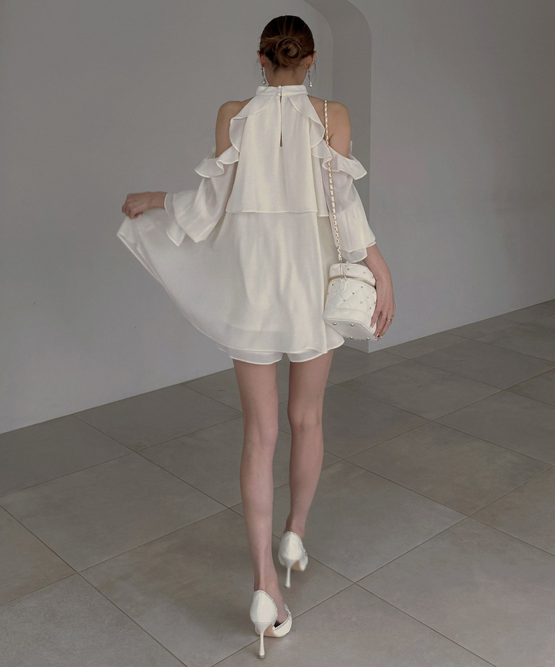 【ONLINE限定カラーあり】リボン付コールドショルダーブラウスセットアップ 詳細画像 オフホワイト 6