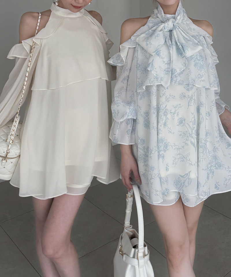 【ONLINE限定カラーあり】リボン付コールドショルダーブラウスセットアップ 詳細画像 その他 10