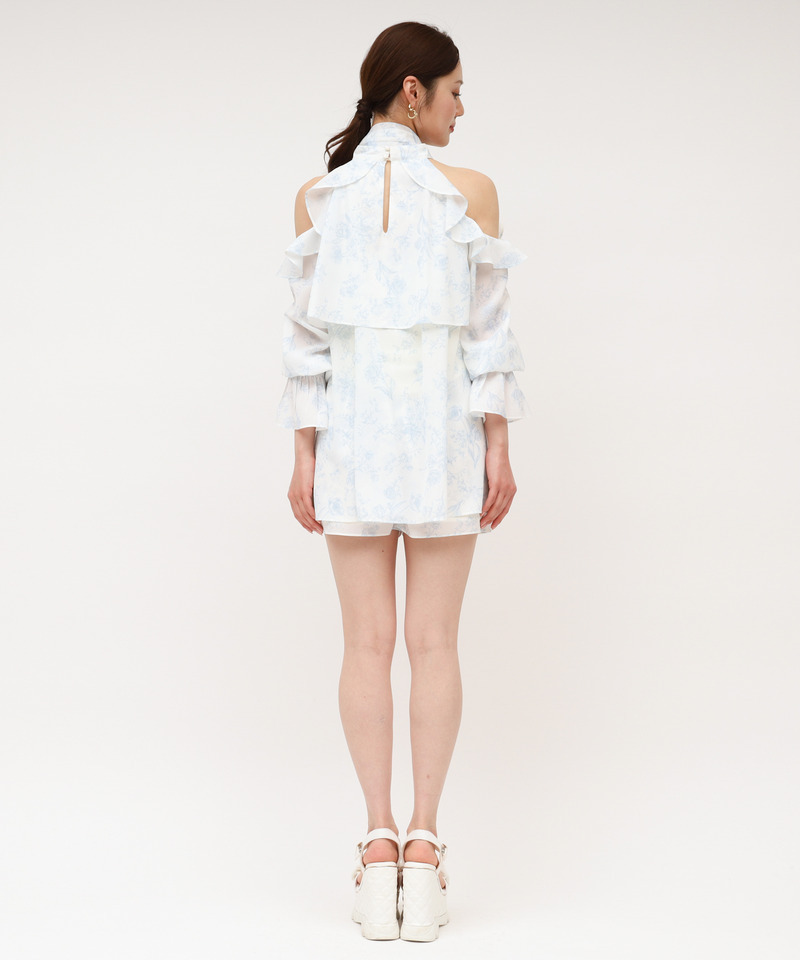 【ONLINE限定カラーあり】リボン付コールドショルダーブラウスセットアップ 詳細画像 その他 3