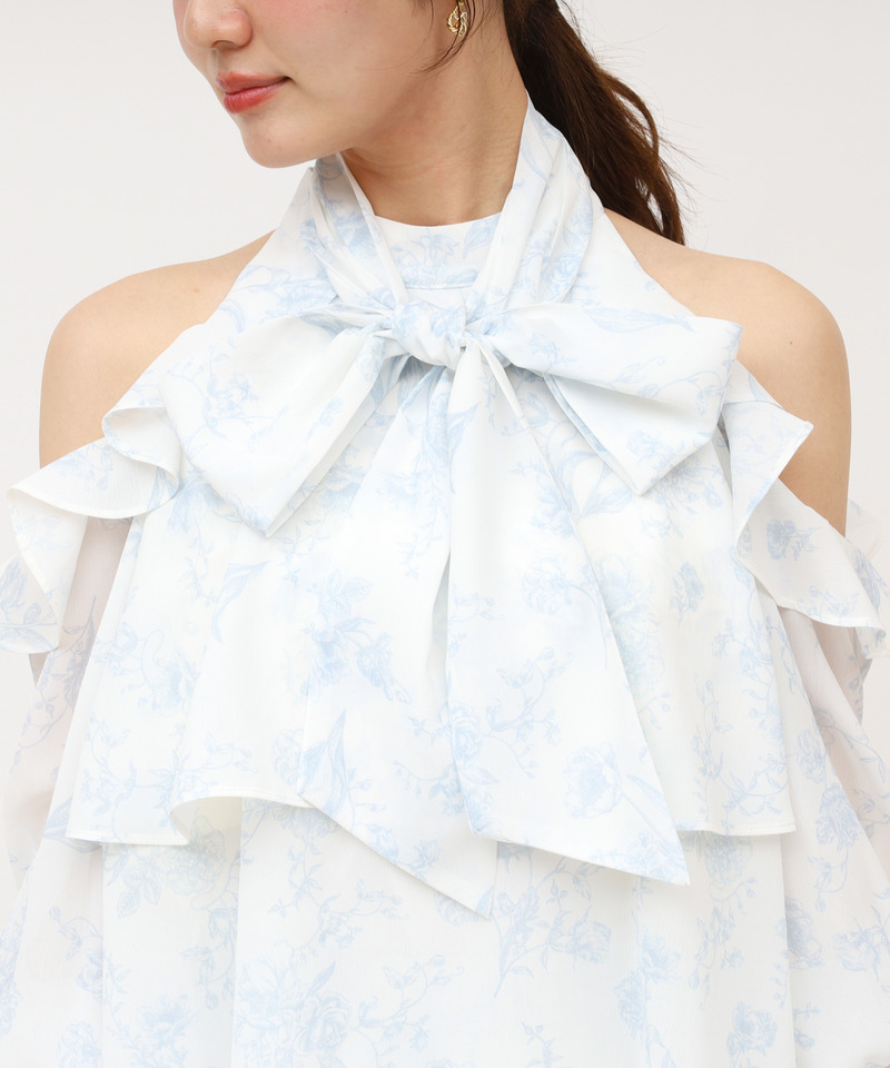 【ONLINE限定カラーあり】リボン付コールドショルダーブラウスセットアップ 詳細画像 その他 4