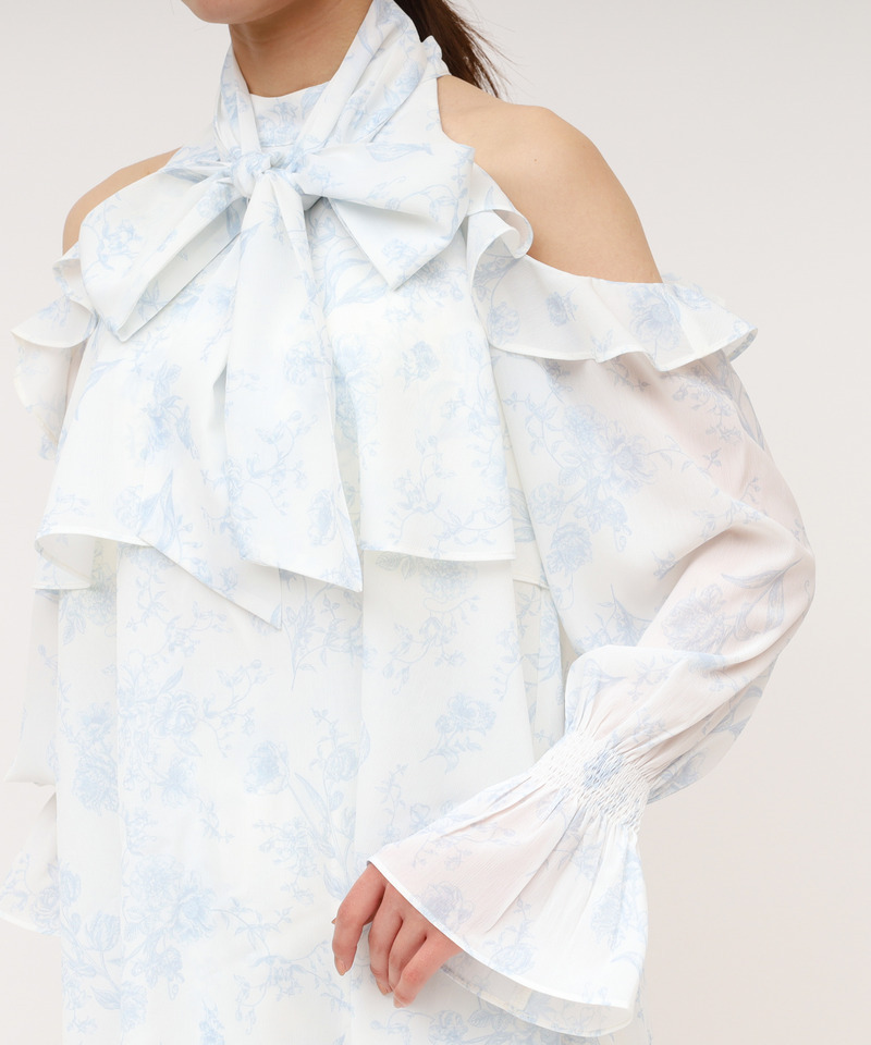 【ONLINE限定カラーあり】リボン付コールドショルダーブラウスセットアップ 詳細画像 その他 7