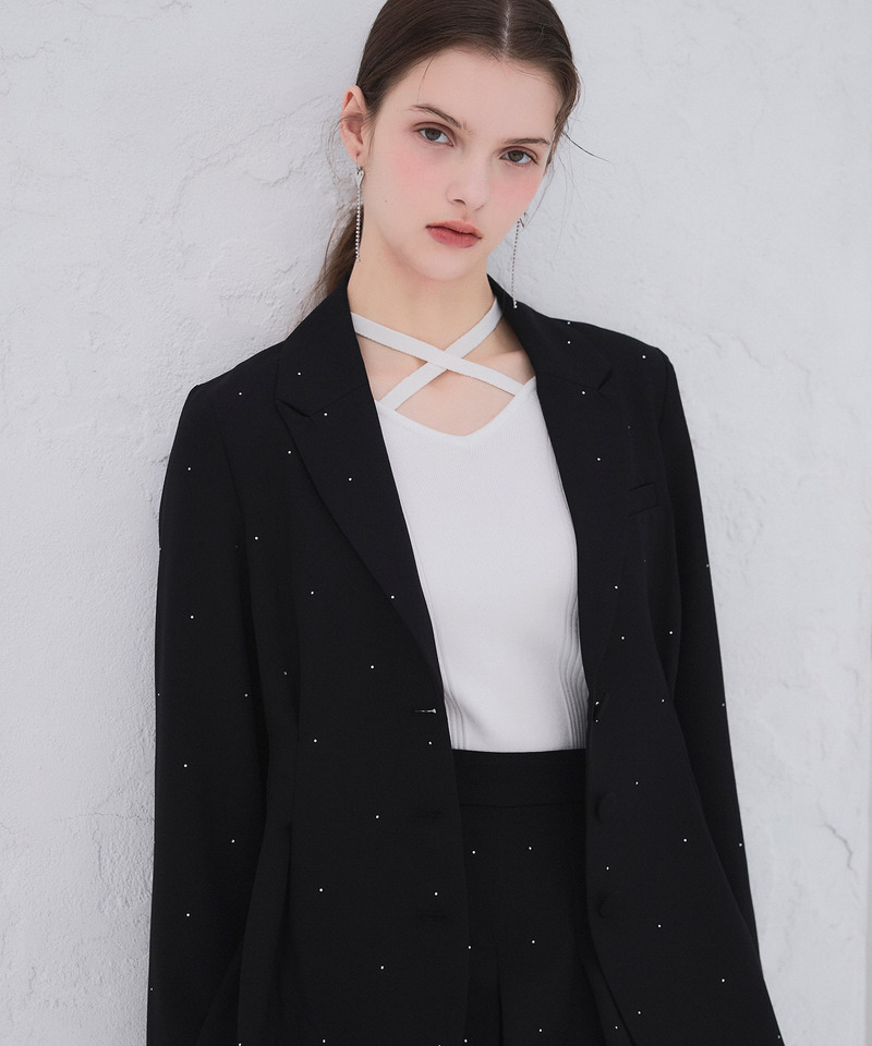 2wayクロスネックリブニットトップス 詳細画像 オフホワイト 1