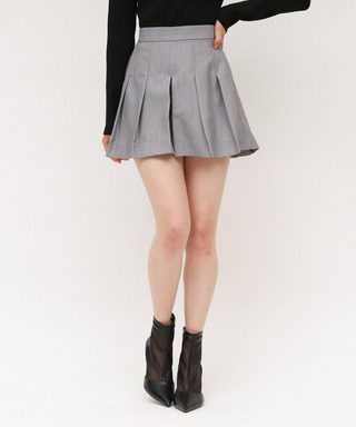 ラインストーンタックプリーツミニスカパン