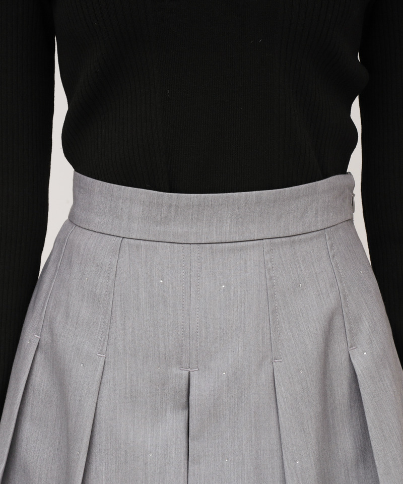 ラインストーンタックプリーツミニスカパン 詳細画像 グレー 4