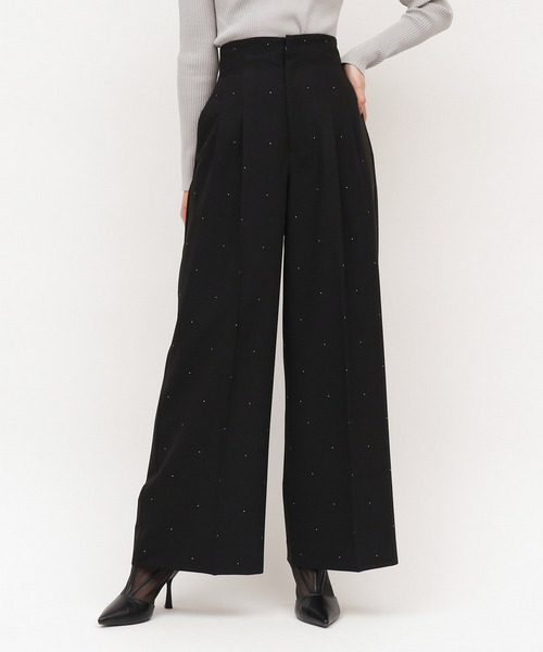 ラインストーンタックワイドパンツ 詳細画像