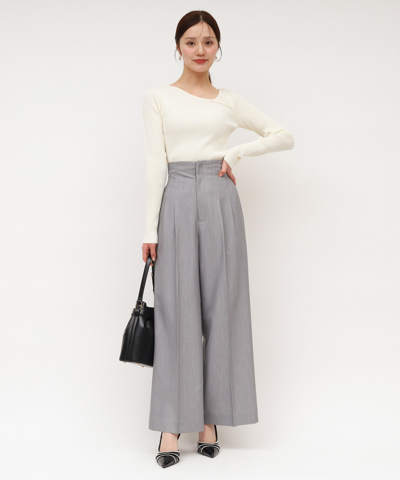 ラインストーンタックワイドパンツ 詳細画像 グレー 8