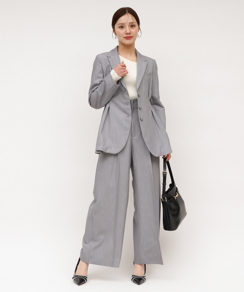 ラインストーンタックワイドパンツ 詳細画像 グレー 9