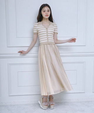 ボーダーニットドッキングフレアワンピース