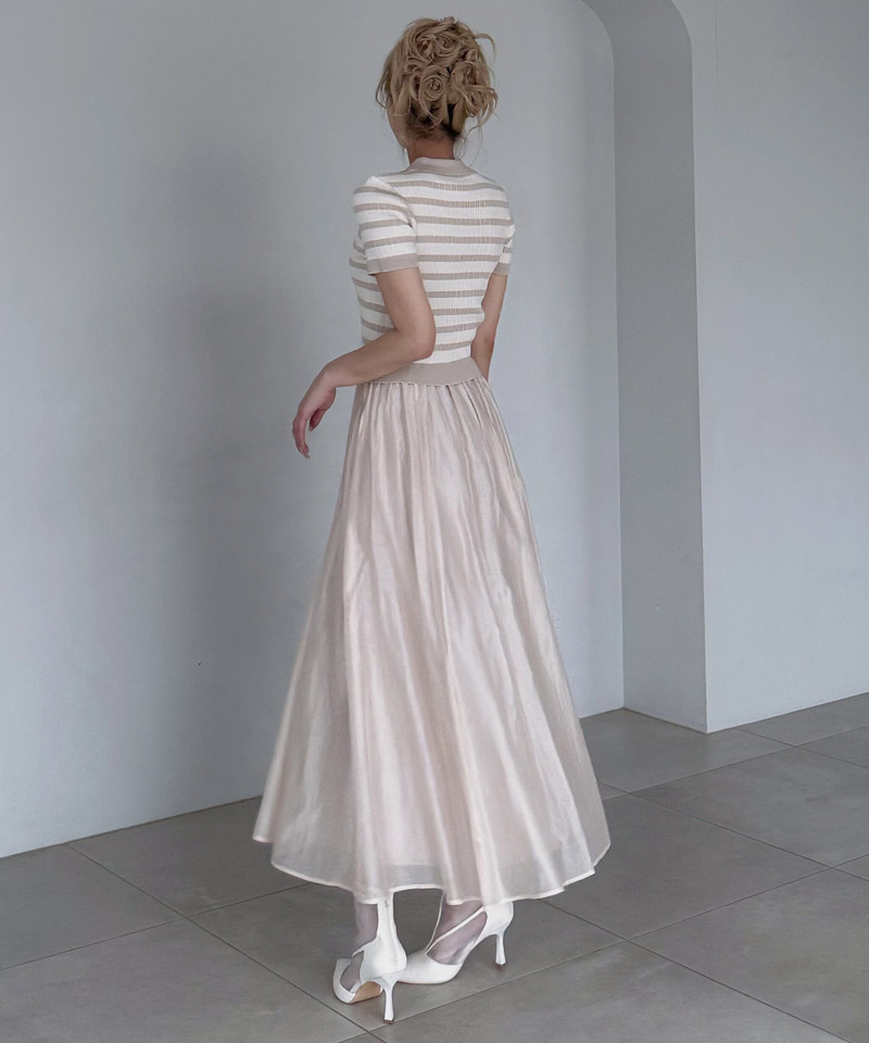 ボーダーニットドッキングフレアワンピース 詳細画像 ベージュ 3