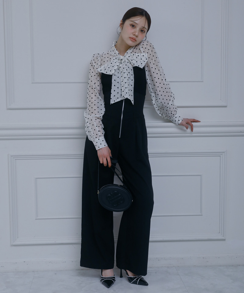 ドットブラウスドッキングニットトップス 詳細画像 オフホワイト 3