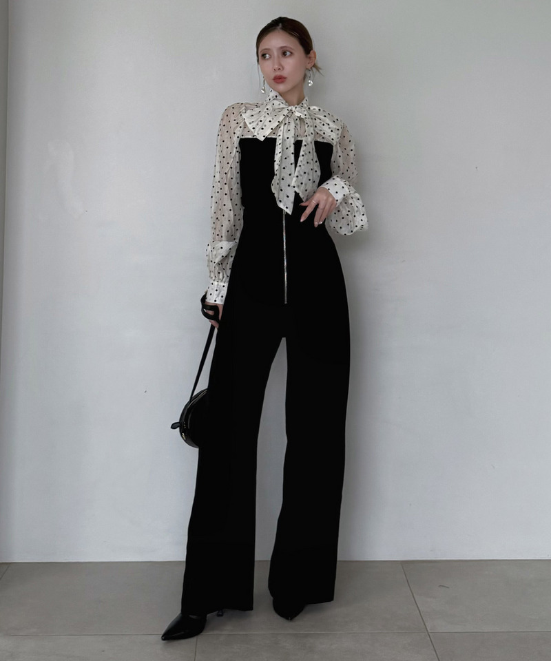 ドットブラウスドッキングニットトップス 詳細画像 オフホワイト 6