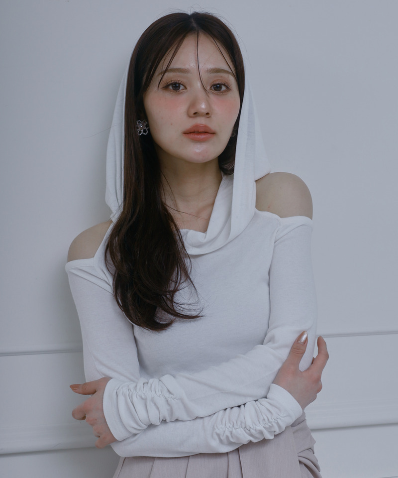 オフショルフーディーカットトップス 詳細画像 オフホワイト 2