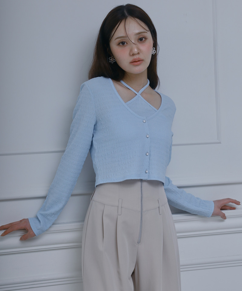 ローズボタンカットアンサンブル 詳細画像 ブルー 1