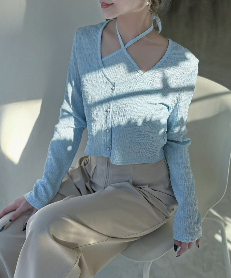 ローズボタンカットアンサンブル 詳細画像 ブルー 2