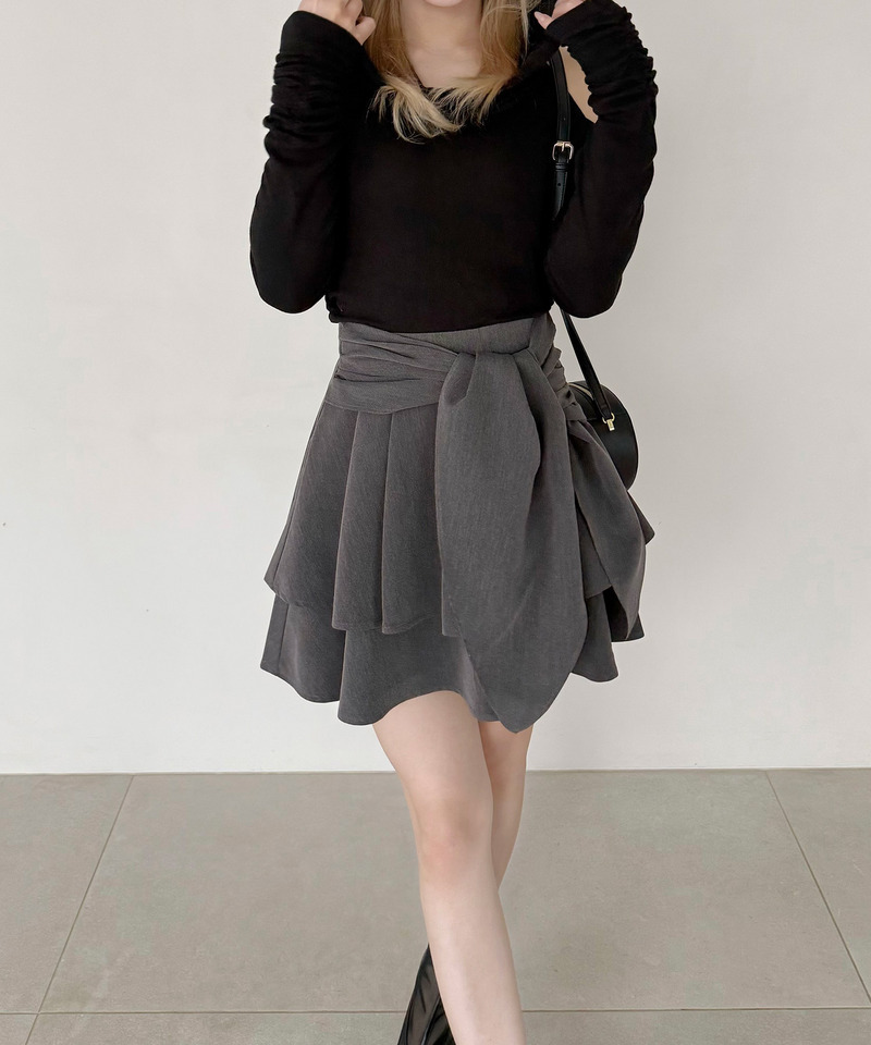 ティアードラッフルミニスカート 詳細画像 グレー 4