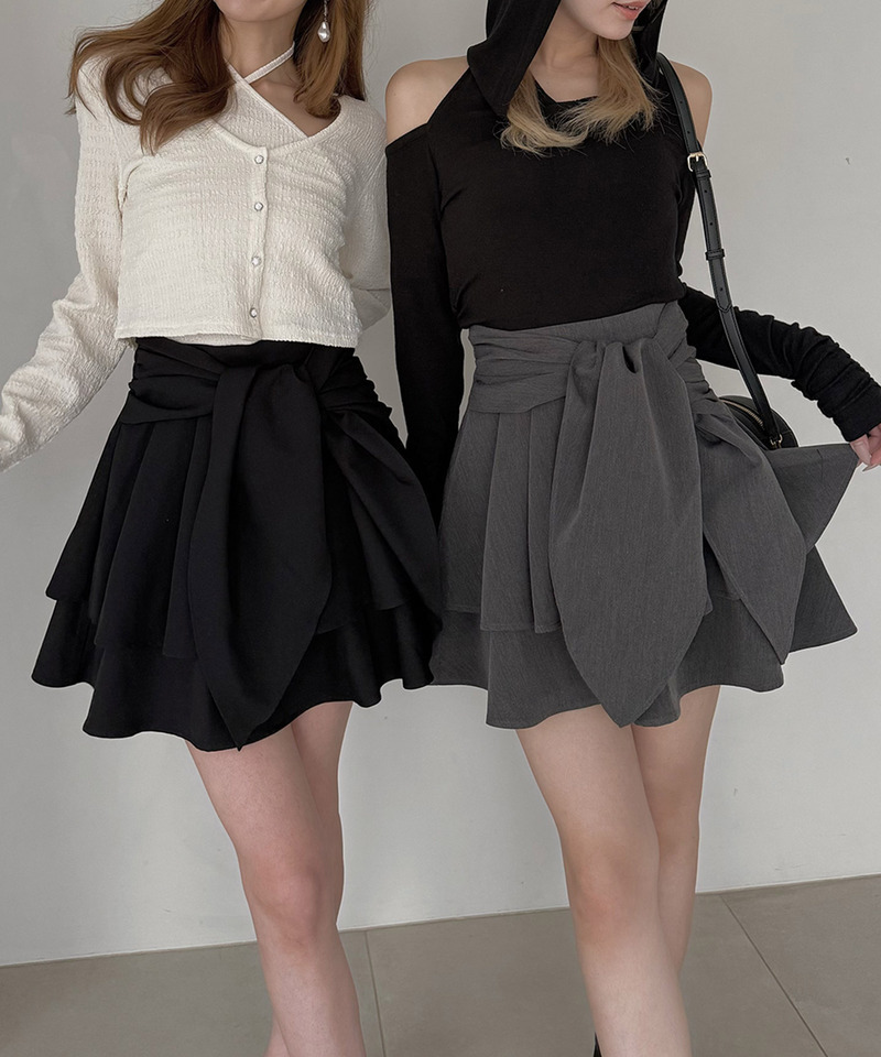 ティアードラッフルミニスカート 詳細画像 グレー 5