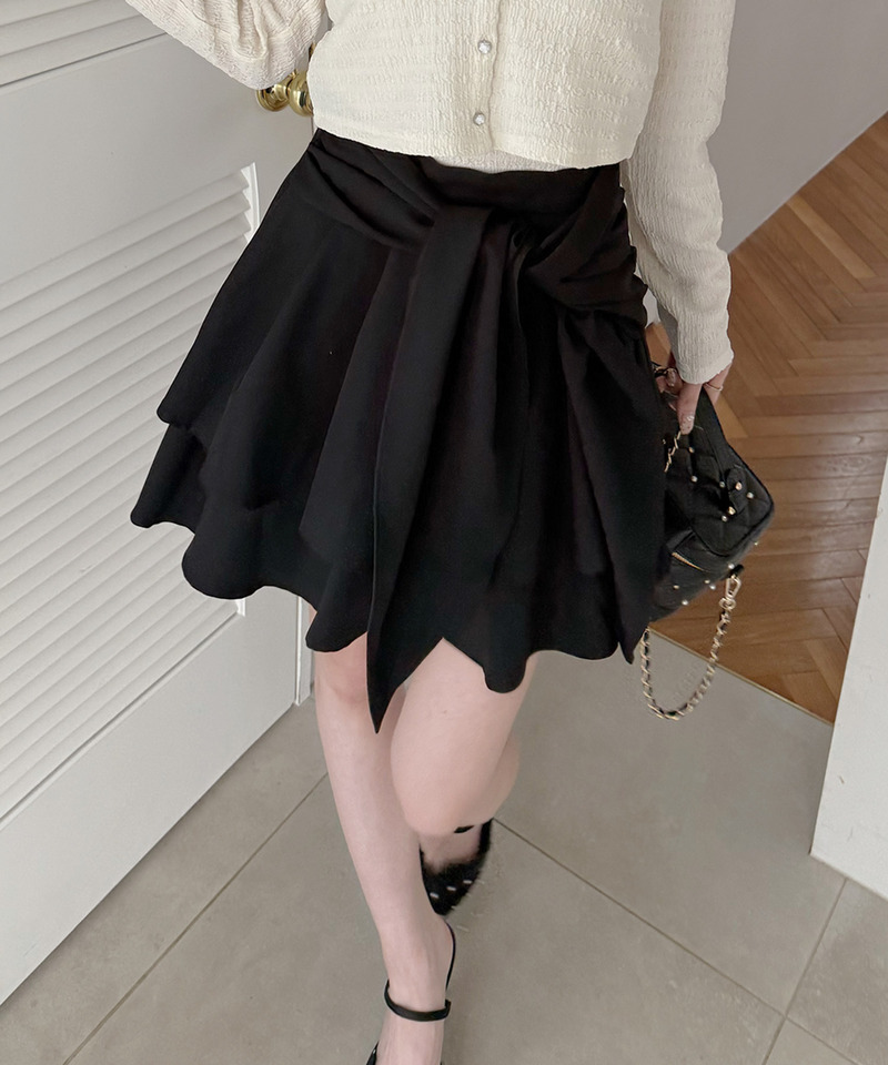 ティアードラッフルミニスカート 詳細画像 ブラック 2