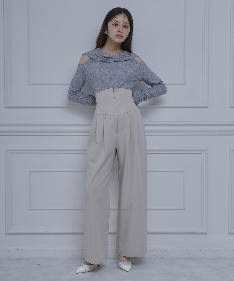 コルセット風2wayワイドパンツ 詳細画像 ベージュ 2