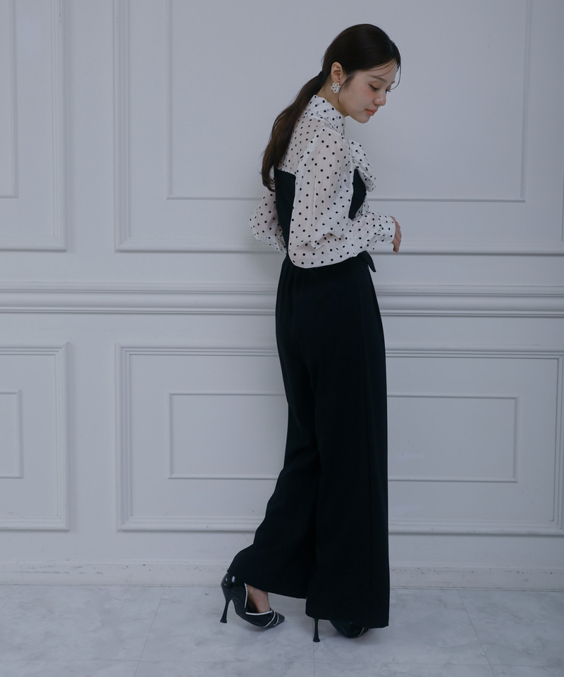 コルセット風2wayワイドパンツ 詳細画像 ブラック 2