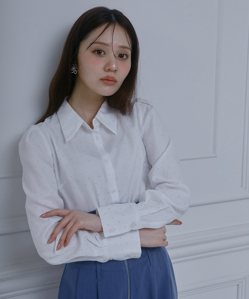 キラキララインストーンシャツ 詳細画像 オフホワイト 1