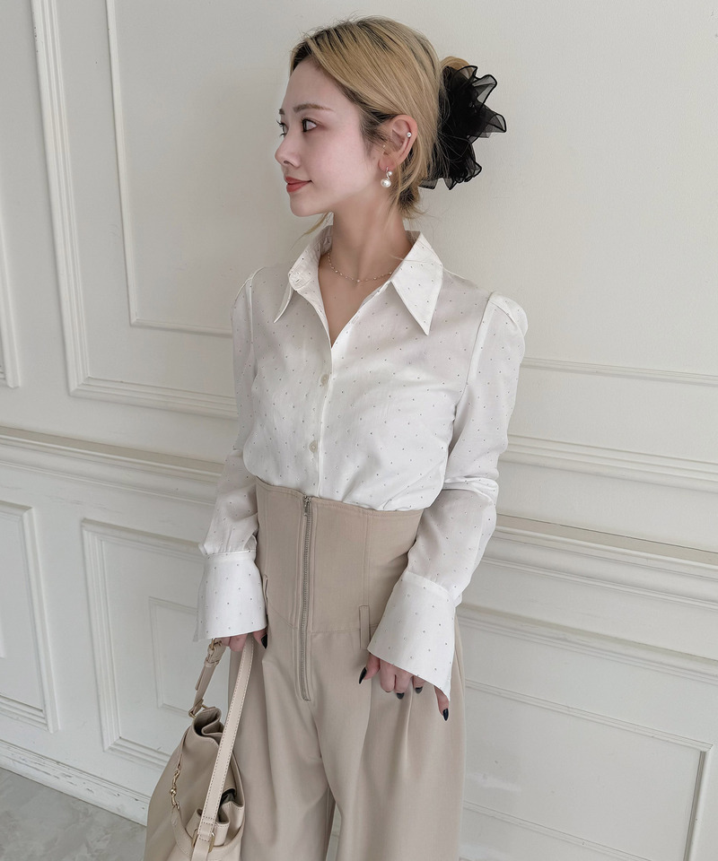 キラキララインストーンシャツ 詳細画像 オフホワイト 3