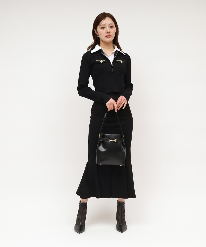 シャツ付チェーントリミングニットトップス 詳細画像 ブラック 7