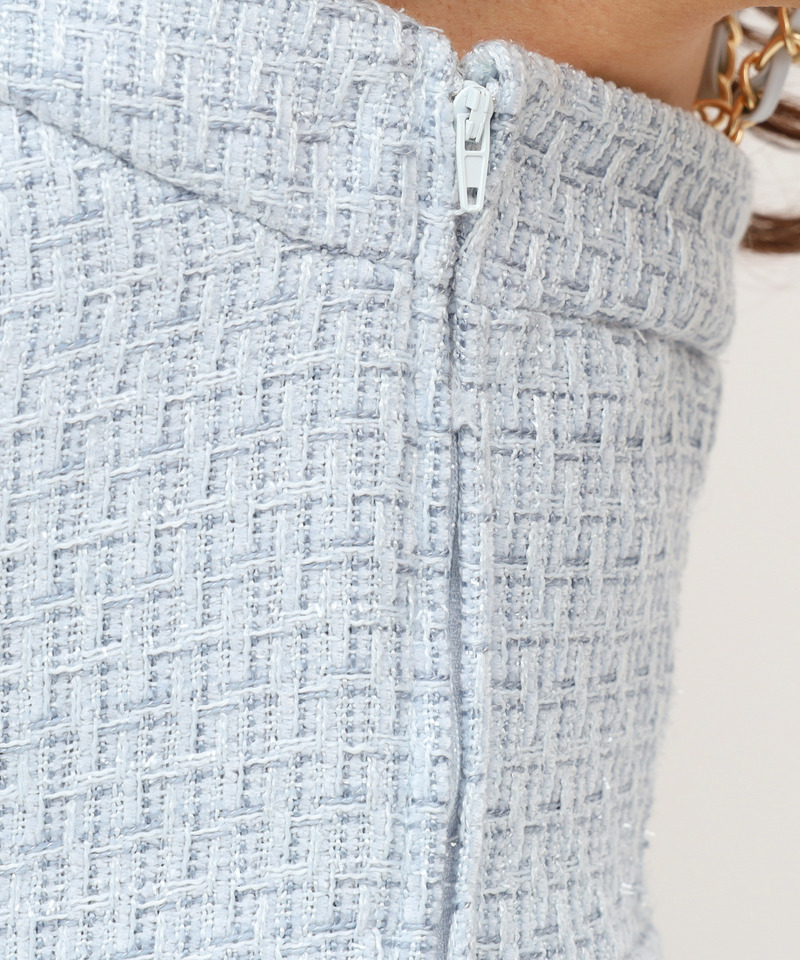 ダブルチェーンストラップツイードミニワンピース 詳細画像 ブルー 7