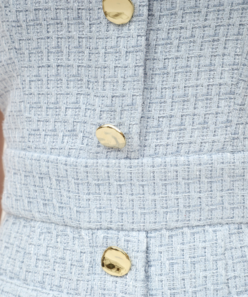 ダブルチェーンストラップツイードミニワンピース 詳細画像 ブルー 8