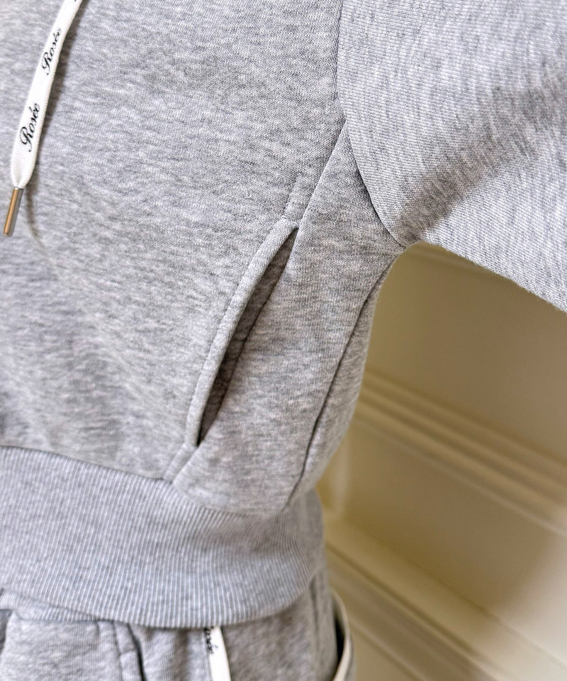 【ONLINE限定/丈が選べる】配色ロゴ裏毛パーカーセットアップ 詳細画像 グレー 10