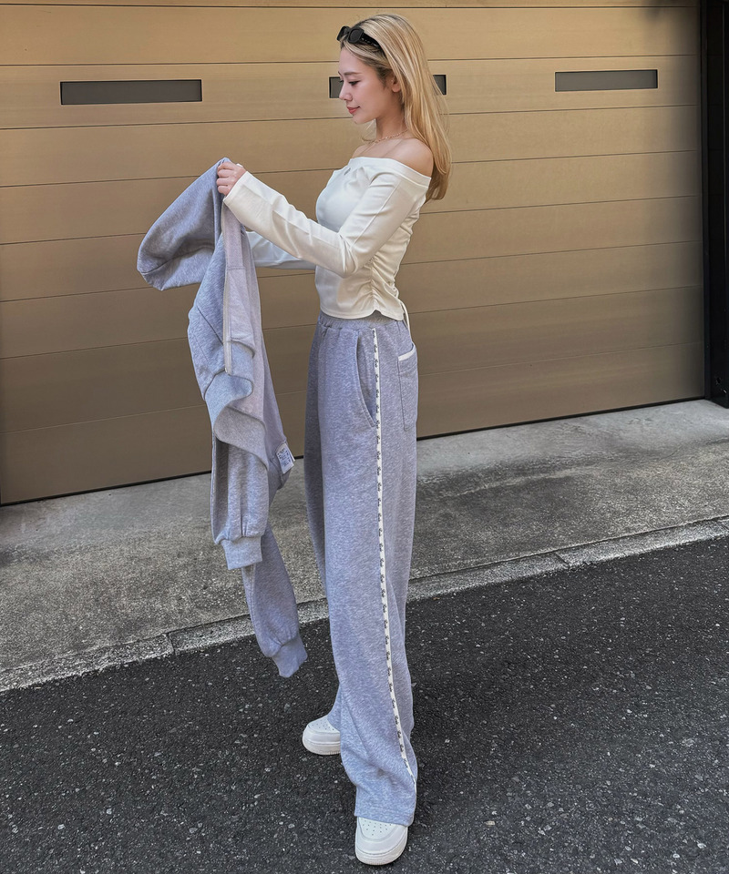 【ONLINE限定】ラインストーンロゴバックレースアップカットトップス 詳細画像 オフホワイト 3