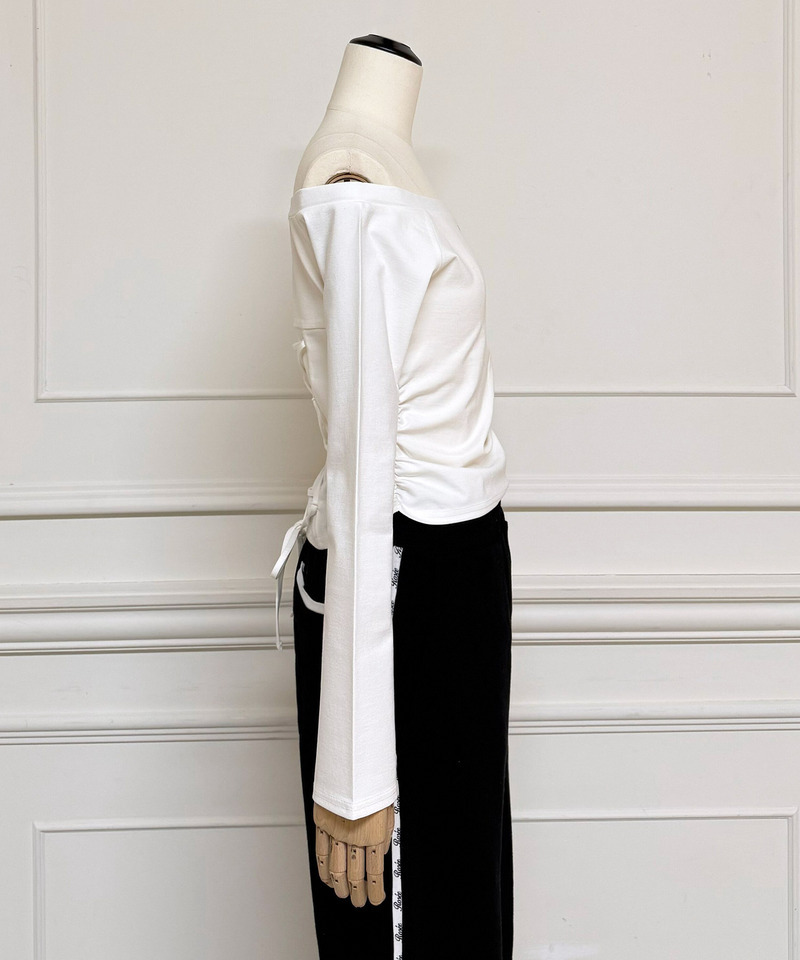 【ONLINE限定】ラインストーンロゴバックレースアップカットトップス 詳細画像 オフホワイト 5