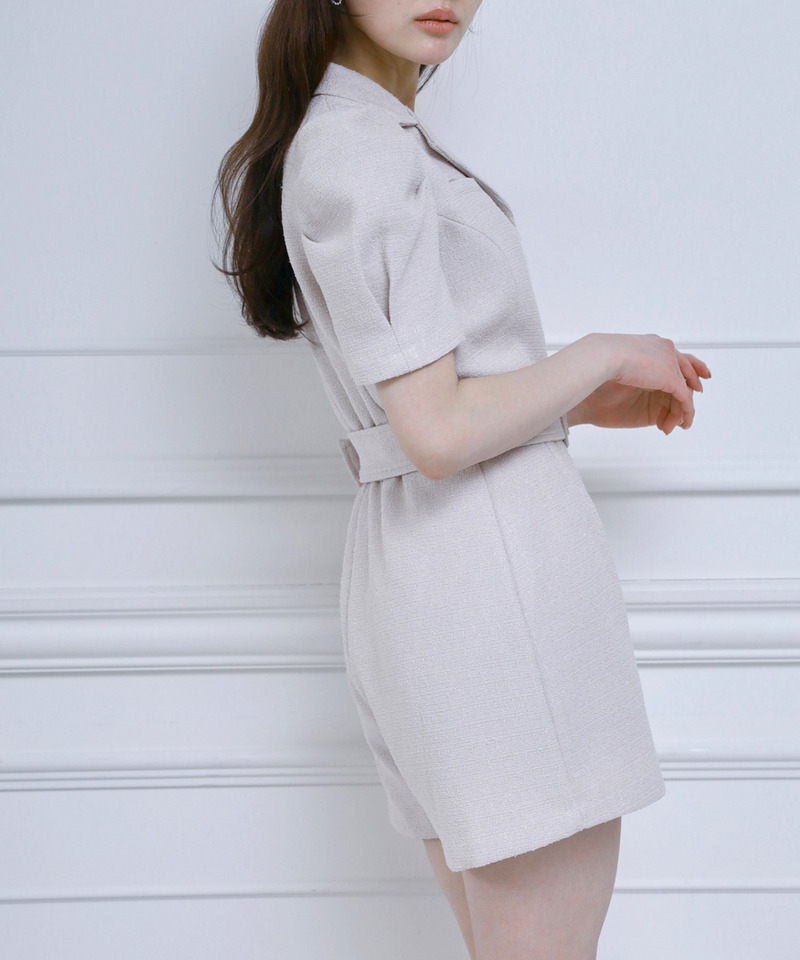 【ONLINE限定カラーあり】ツイードテーラーコンビネゾン 詳細画像 ベージュ 2