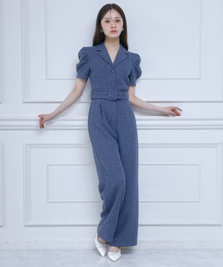 【ONLINE限定カラーあり/丈が選べる】ツイードテーラーオールインワン