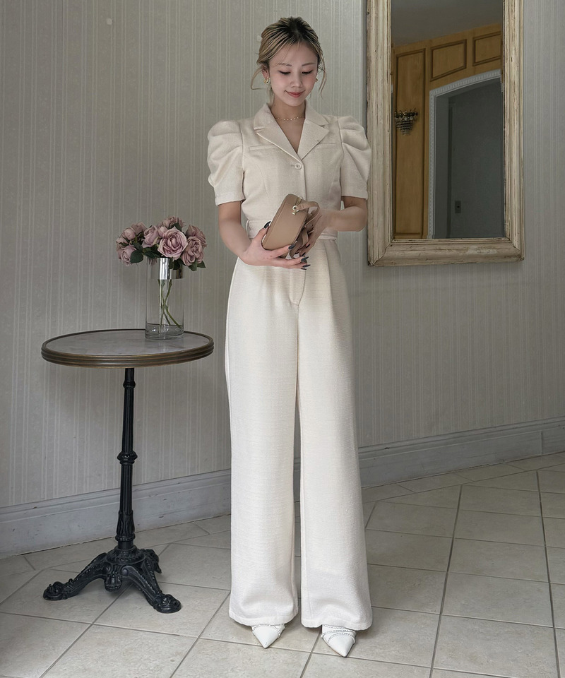 【ONLINE限定カラーあり/丈が選べる】ツイードテーラーオールインワン 詳細画像 オフホワイト 8