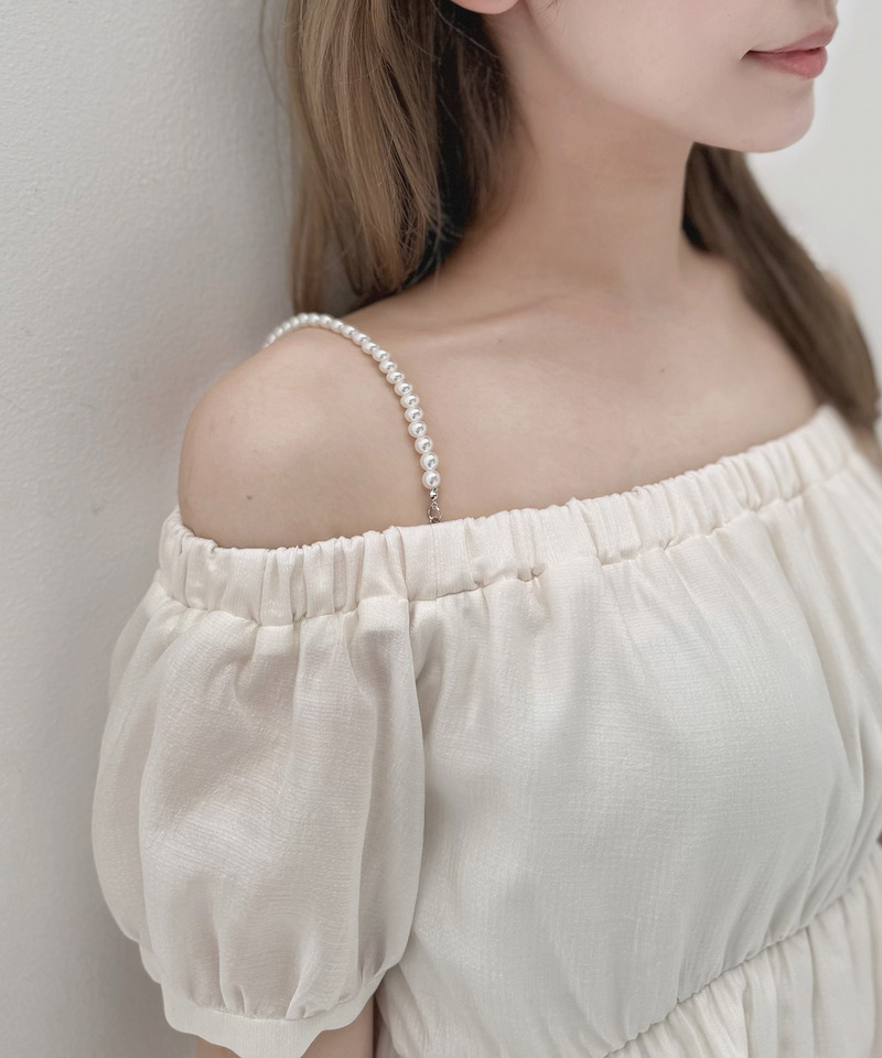 パールストラップラッフルブラウスセットアップ 詳細画像 オフホワイト 3